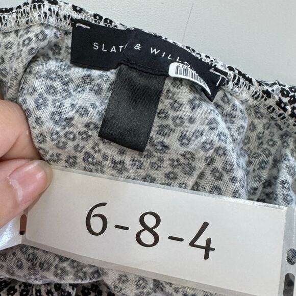 Slate &‎ Willow Dress Womens Small Black White Ditsy Floral Tie Front Midi - Picture 7 of 14